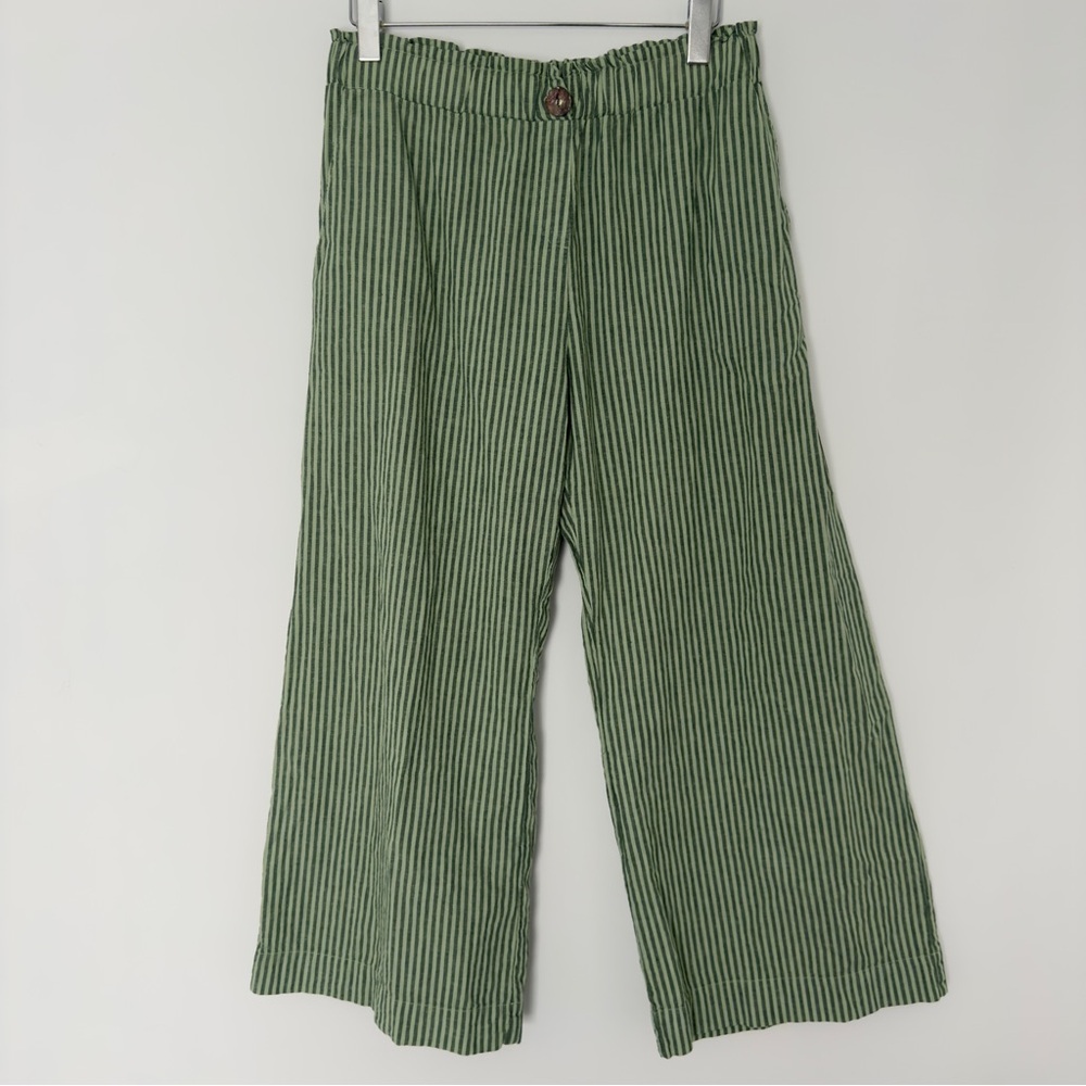 LA RELAXED Washed Stripe Trouser - Green Stripe